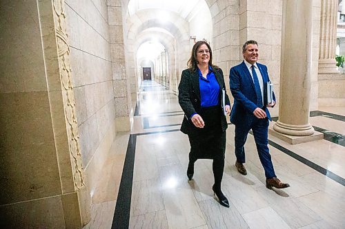 MIKAELA MACKENZIE / WINNIPEG FREE PRESS

Premier Heather Stefanson and finance minister Cliff Cullen walk in to announce the budget to media at the Manitoba Legislative Building in Winnipeg on Tuesday, March 7, 2023. For &#x460;story.

Winnipeg Free Press 2023.