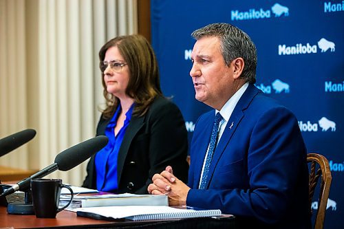 MIKAELA MACKENZIE / WINNIPEG FREE PRESS

Premier Heather Stefanson and finance minister Cliff Cullen announce the budget to media at the Manitoba Legislative Building in Winnipeg on Tuesday, March 7, 2023. For &#x2014; story.

Winnipeg Free Press 2023.