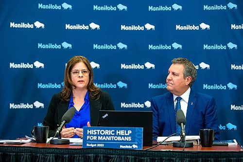 MIKAELA MACKENZIE / WINNIPEG FREE PRESS

Premier Heather Stefanson and finance minister Cliff Cullen announce the budget to media at the Manitoba Legislative Building in Winnipeg on Tuesday, March 7, 2023. For &#x2014; story.

Winnipeg Free Press 2023.