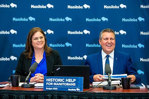 MIKAELA MACKENZIE / WINNIPEG FREE PRESS

Premier Heather Stefanson and finance minister Cliff Cullen announce the budget to media at the Manitoba Legislative Building in Winnipeg on Tuesday, March 7, 2023. For &#x2014; story.

Winnipeg Free Press 2023.