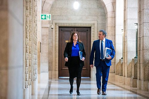 MIKAELA MACKENZIE / WINNIPEG FREE PRESS

Premier Heather Stefanson and finance minister Cliff Cullen walk in to announce the budget to media at the Manitoba Legislative Building in Winnipeg on Tuesday, March 7, 2023. For &#x460;story.

Winnipeg Free Press 2023.