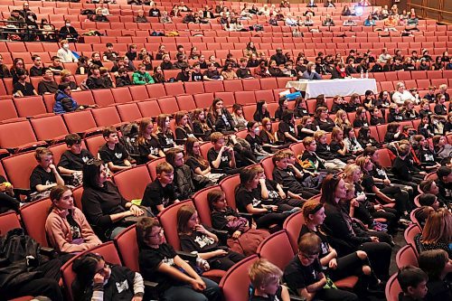 07032022
Choirs watch a performance and wait to perform during the School Chorus, Own Choice, Grades 4-6 category of the School and Community Music portion of the Brandon Festival of the Arts at the Western Manitoba Centennial Auditorium on Tuesday.
(Tim Smith/The Brandon Sun)