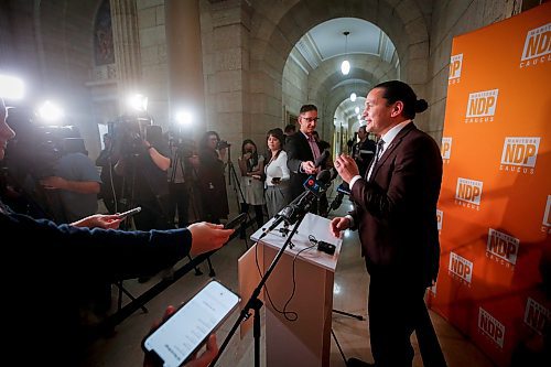 JOHN WOODS / WINNIPEG FREE PRESS
Manitoba NDP leader Wab Kinew comments on the Manitoba Budget released today Monday, March 7, 2023 at the Manitoba Legislature. 

Re: ?