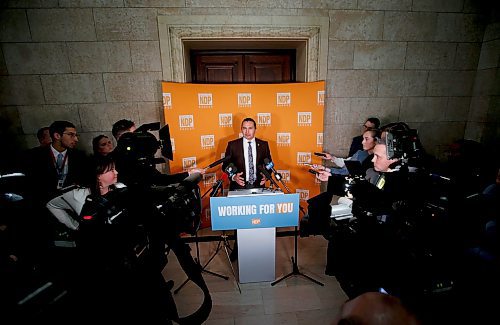 JOHN WOODS / WINNIPEG FREE PRESS
Manitoba NDP leader Wab Kinew comments on the Manitoba Budget released today Monday, March 7, 2023 at the Manitoba Legislature. 

Re: ?