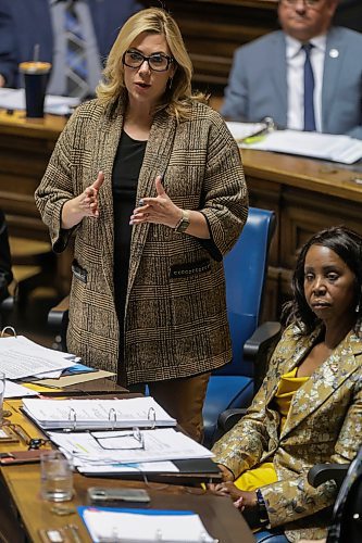 RUTH BONNEVILLE / WINNIPEG FREE PRESS
Local - Question Period
Hon. Rochelle Squires, Riel Minister of Families, answers questions during QP Wednesday.
The Legislative Assembly of Manitoba resumed the 5th Session of the 42nd Legislature at the Legislative Building on March 1, 2023.
March 1st, 2023