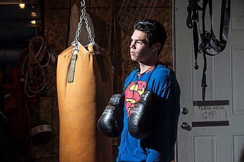 Mike Sudoma/Winnipeg Free Press
Eli Serada inside of his garage boxing gym set up Thursday evening
February 16, 2023 