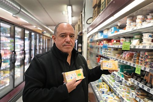 RUTH BONNEVILLE / WINNIPEG FREE PRESS 

Local - FoodFare Thefts

Munther Zeid, owner of the FoodFare at 2285 Portage Ave., holds package food like bricks of cheese and large packaged meat that is being stolen on a regular basis.  

See Chris Kitching story. 

Nov 7th, 2022