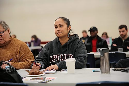Leanne Bone, student in the Applied Counselling program at Assiniboine Community College listens during the Manitoba Sexual Exploitation & Trafficking Awareness Conference at ACC on Friday. (Michele McDougall/The Brandon Sun)