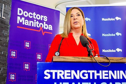 MIKAELA MACKENZIE / WINNIPEG FREE PRESS

Dr. Candace Bradshaw, president of Doctors Manitoba, makes an announcement about health care administration at Tuxedo Family Medical Centre in Winnipeg on Friday, Feb. 3, 2023. For Katie story.

Winnipeg Free Press 2023.