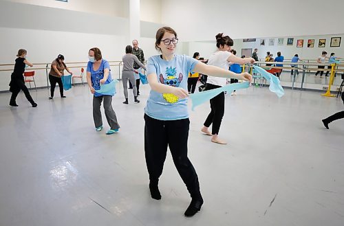 RUTH BONNEVILLE / WINNIPEG FREE PRESS 

ENT - RWB ExplorAbility

Javan swirls around a scarf  creating interesting moves while dancing  in RWB's  ExplorAbility Class on Wednesday. 

Subject:  ExplorAbility class at the RWB. This program aims to make dance more accessible with classes tailored to those diagnosed with Parkinson&#x573; and neurodiverse adults. Will be dropping in on the latter class today to observe and interview students and Jacqui Ladwig, the instructor/co-ordinator.  

See story by Eva Wasney


March 10th, 2023
