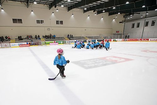 JOHN WOODS / WINNIPEG FREE PRESS
A young skater hits the ice at Girls Hockeyfest at Hockey For All Centre Sunday, March 12, 2023. 

Re: ?