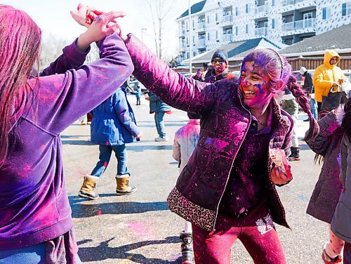 JOHN WOODS / WINNIPEG FREE PRESS
Rajiv Pandey celebrates with friends at Holi festivities at the Hindu Temple on St Anne&#x2019;s Road Sunday, March 12, 2023. 

Re: ?