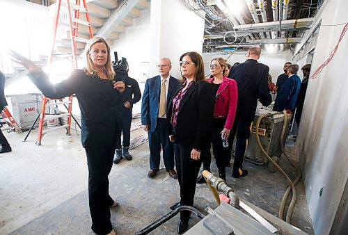 JOHN WOODS / WINNIPEG FREE PRESS
Christy Dzikowicz, executive director, Toba Centre, leads a tour of the new Toba Centre for Justice Minister Kelvin Goertzen, Premier Heather Stefanson, and Rochelle Squires who announced funding for Manitoba violent crime strategy and supports for children and families at the new Toba Centre in Assiniboine Park Sunday, March 12, 2023. 

Re: May