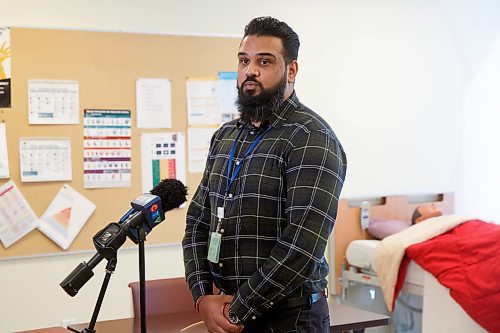 MIKE DEAL / WINNIPEG FREE PRESS
Hardeep Deol, Safe Client Handling, Staff Development Instructor at WRHA, speaks during a media call at the training centre on Hargrave Monday morning.
The WRHA is announcing a second training class of Uncertified Home Care Attendants (UHCA) is set to begin on March 13, 2023. 
See Katie May story
230313 - Monday, March 13, 2023.