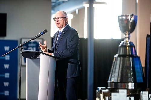 MIKAELA MACKENZIE / WINNIPEG FREE PRESS

Mayor Scott Gillingham speaks at a press conference announcing Grey Cup 2025 at IG Field in Winnipeg on Tuesday, March 14, 2023. For Jeff story.

Winnipeg Free Press 2023.