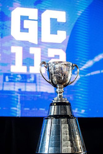 MIKAELA MACKENZIE / WINNIPEG FREE PRESS

The Grey Cup at a press conference announcing Grey Cup 2025 at IG Field in Winnipeg on Tuesday, March 14, 2023. For Jeff story.

Winnipeg Free Press 2023.