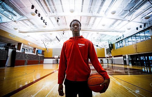 JOHN WOODS / WINNIPEG FREE PRESS
St Paul&#x2019;s Crusader Ramogi Nyagudi is photographed at the high school prior to practice in Winnipeg March 14, 2023. 

Re: sawatzky