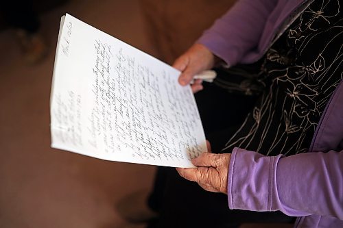 14032023
Eleanor Buechler, 79, reads over her notes about an awful ambulance and air ambulance trip to Winnipeg back in February, while sitting in her home in Brandon on Tuesday.  (Tim Smith/The Brandon Sun)
***please check Michelle story for better cutline tweaks