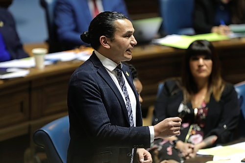 RUTH BONNEVILLE / WINNIPEG FREE PRESS 

Local - Question Period 

Wab Kinew, Leader of the Opposition, addresses colleagues during QP Wednesday. 

The Legislative Assembly of Manitoba resumed the 5th Session of the 42nd Legislature at the Legislative Building on March 1, 2023.

March 1st,  2023