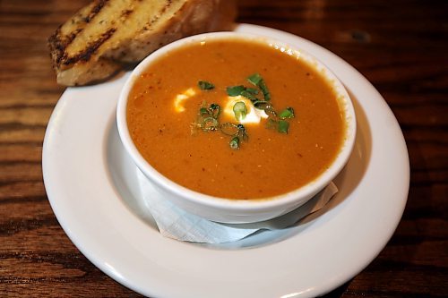 A bowl of the spicy beer cheddar soup available at The Dock on Princess. Until Sunday, the Dock will donate $1 from every bowl of their spicy cheddar soup sold to the Stone Soup fundraiser, which supports nutrition programs in schools. (Tim Smith/The Brandon Sun)
