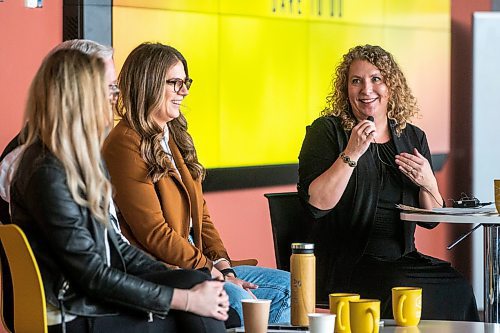 MIKAELA MACKENZIE / WINNIPEG FREE PRESS

Brooke Harley, CEO and founder of ClassRebel (left), Robert Ranson, president of Win-Shield Medical Devices, Marlise Hunter, director of platform at Tall Grass Ventures, and Joelle Foster, North Forge Technology Exchange CEO, speak on a panel at North Forge's Venture Capital Day in Winnipeg on Wednesday, March 15, 2023. For Gabby story.

Winnipeg Free Press 2023.