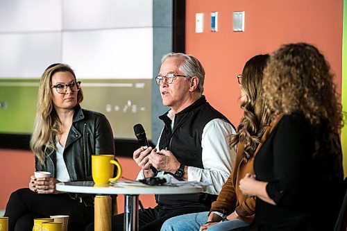 MIKAELA MACKENZIE / WINNIPEG FREE PRESS

Brooke Harley, CEO and founder of ClassRebel (left), Robert Ranson, president of Win-Shield Medical Devices, Marlise Hunter, director of platform at Tall Grass Ventures, and Joelle Foster, North Forge Technology Exchange CEO, speak on a panel at North Forge's Venture Capital Day in Winnipeg on Wednesday, March 15, 2023. For Gabby story.

Winnipeg Free Press 2023.