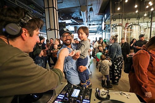 RUTH BONNEVILLE / WINNIPEG FREE PRESS &#x2028;
NT - kids dance party

Photo of Justin Navarrette with his son Nolan (3yrs),talking and laughing with the DJ, Co-op (Tim Hoover),  at the party Saturday. 

Wacky Doodle Dance Party DJs along with party goers dancing at Hargrave Street Market.  Story is a review of a dance party for kids.

DJ Co-op Tim Hoover and K Chedda, Karl Colpitts with their daughter Ellie.  

Story by AV Kitching


March 11th, 2023

