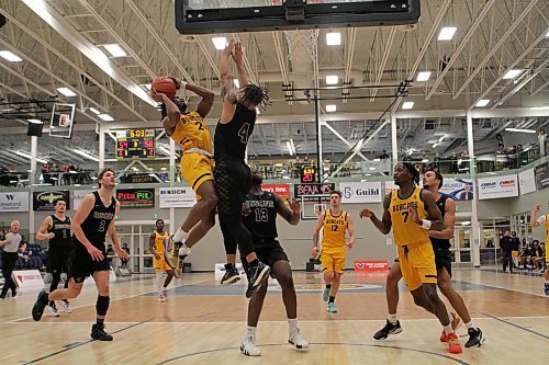 Jahmaal Gardner (2) was named a Canada West third-team all-star as one of a handful of players to score more than 20 points per game in the 2022-23 men's basketball season. (Photos by Thomas Friesen/The Brandon Sun)