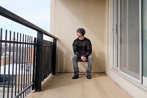 Mike Sudoma/Winnipeg Free Press
Musician Kerey Harper up on the 6th floor balcony of his apartment Tuesday afternoon
March 7, 2023 