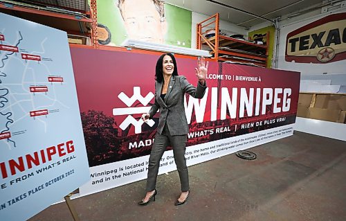 RUTH BONNEVILLE / WINNIPEG FREE PRESS

BIZ - what's real - Winnipeg signs

Dayna Spiring, CEO of Economic Development Winnipeg, reveals the new Winnipeg: Made from what&#x573; real welcome signs in collaboration with SRS Signs &amp; Services at their factory Thursday.   The new brand billboard signs will be going up in various locations inside and outside the city.

See Gabby's story.

Oct 6th,  2022

