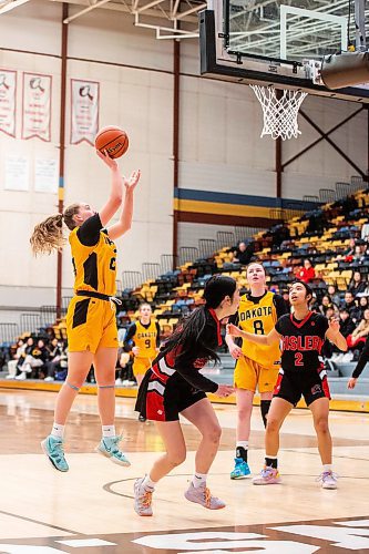 MIKAELA MACKENZIE / WINNIPEG FREE PRESS


Dakota  Lancer Darya Rom (21) rises above the crowd in a game against the Sisler Spartans in the AAAA provincial high school basketball championship varsity girls semifinals at Investors Group Athletic Centre in Winnipeg on Friday, March 17, 2023. For 
Mike Sawatzky story.

Winnipeg Free Press 2023.