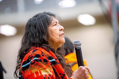 MIKAELA MACKENZIE / WINNIPEG FREE PRESS

Elder Sharon Pelletier says a prayer at the U of W graduation Pow Wow at the Duckworth Centre in Winnipeg on Saturday, March 18, 2023. For Tyler story.

Winnipeg Free Press 2023.