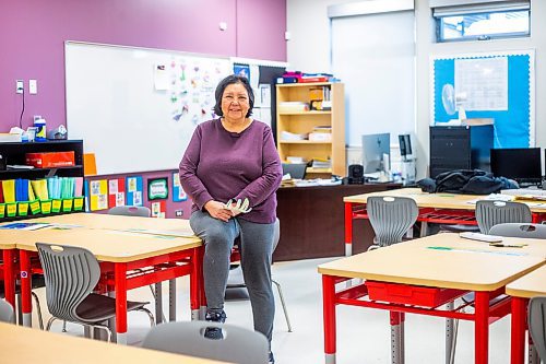 MIKAELA MACKENZIE / WINNIPEG FREE PRESS

Grade six teacher Lina Whiteway poses for a photo in her classroom at Bloodvein River School on Bloodvein First Nation on Wednesday, March 8, 2023. For Maggie Macintosh story.

Winnipeg Free Press 2023.