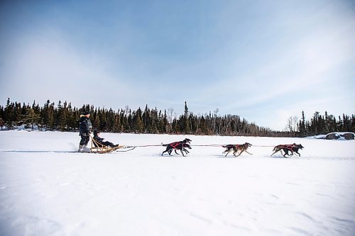 MIKAELA MACKENZIE / WINNIPEG FREE PRESS

Sidney Klassen, PE teacher and sled dog program founder, takes Harveil Cook, grade eight student, on a dog sled ride across the frozen Bloodvein River on Bloodvein First Nation on Wednesday, March 8, 2023. For Maggie Macintosh story.

Winnipeg Free Press 2023.