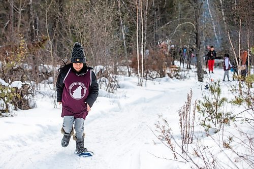 MIKAELA MACKENZIE / WINNIPEG FREE PRESS

Shanaya Green takes off in the snowshoe races (a land-based part of the winter carnival festivities at Bloodvein River School) on Bloodvein First Nation on Thursday, March 9, 2023. For Maggie Macintosh story.

Winnipeg Free Press 2023.