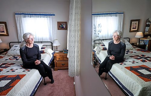 RUTH BON-NEVILLE / WINNIPEG FREE PRESS 

ENT - pandemic women

Portrait of  Dorothy Braun (71yo), reflecting on the precious time she spent with her mother living with her in her home on a small hobby farm during the pandemic. Photo taken from the bedroom her mother stayed in with the quilt on the bed that her mother made and portrait of her mother hanging on the wall next to the lamp.  

Story: Members of the Women&#x573; Institute Manitoba have written a book about their lives during the pandemic. There are 18 short stories/recollections in the book, written by women who live in the rural parts of the province, detailing frustrations and disappointments as well as the unexpected joys that happened at the height of Covid-19

AV Kitching story. 

March 22nd, 2023

