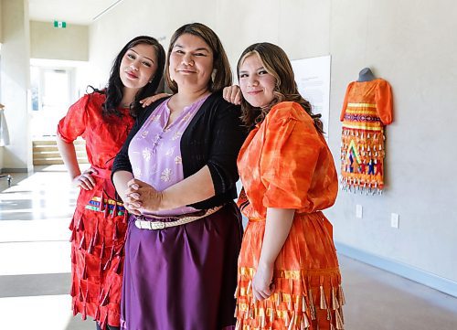 RUTH BON-NEVILLE / WINNIPEG FREE PRESS 

ENT - Jingle dress

Portrait of dress maker Amanda Grieves with her daughters, Heavenly Ballantyne (left) and Karalyn Braddurn, next to her jingle dress on display at CMHR.  
 
A Jingle dress, called Awasisuk, was created by artist Thompson-based Amanda Grieves and is on display in the Museumճ Community Corridor until August of 2023.
 
A dressmaker and community helper, Grieves was inspired to sew the dress by the Every Child Matters movement. In the wake of news about the discovery of unmarked graves at the sites of former residential schools, she wanted to create a work that spoke to the power of healing, and the importance of creating a better world for our children. Details about the dress are below.
 
This Friday evening, Grieves will lead a panel alongside her father, Alan Dennis Grieves, and Winnipeg-based community organizer Michael Redhead Champagne. The event, ҂ehind the Dress: A call to keep fighting for our kids,Ӡwill explore the stories sewn into the dress and the lived experiences that led to its creation.

March 23rd, 2023