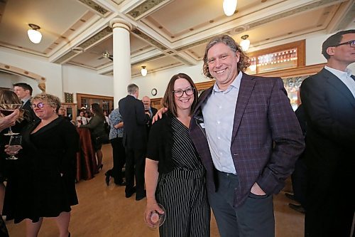 Brandon Mayor Jeff Fawcett, right, poses for a photo with wife Jodi Fawcett during a reception at the Assiniboine Community College Manitoba Institute of Culinary Arts late Thursday afternoon, prior to ACC's annual Foundation Legacy Gala Dinner. Proceeds from this year's dinner will support financial awards for Black Canadian students. (Matt Goerzen/The Brandon Sun)