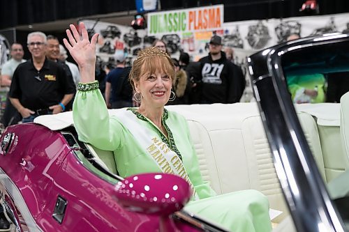 BROOK JONES / WINNIPEG FREE PRESS
Darlene Williams, 71, who became Miss Centennial Manitoba in 1970 after winning a pagent in celebration of the provincies 100th birthday, is reunited with the Dodge Challenger R/T convertible she rode in during a Dominion Day parade in Lac du Bonnet. In honour of the celebration, the Saksatchewan resident attended Piston Ring's 46th annual World of Wheels at the RBC Convention Centre in Winnipeg, Man., Saturday, March 25, 2023. 