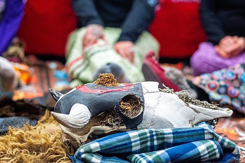 MIKAELA MACKENZIE / WINNIPEG FREE PRESS

A buffalo skull with tobacco is set up for pipe ceremony for the new SCO Traditional Healers Program launch in Winnipeg on Monday, March 27, 2023. Standup.

Winnipeg Free Press 2023.