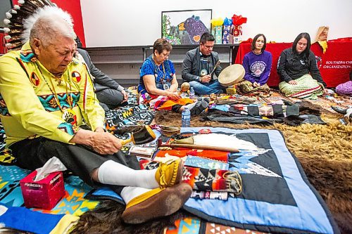 MIKAELA MACKENZIE / WINNIPEG FREE PRESS

Traditional Healers Program lead Justin Courchene sings a drums a song after a pipe ceremony for the new SCO Traditional Healers Program launch in Winnipeg on Monday, March 27, 2023. Standup.

Winnipeg Free Press 2023.