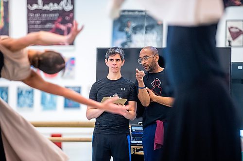 MIKAELA MACKENZIE / WINNIPEG FREE PRESS

Ballet master Jaime Vargas (left) and choreographer Meredith Rainey watch as dancers rehearse a piece for Fast Forward, a mixed-repetoire studio show, at the Royal Winnipeg Ballet in Winnipeg on Wednesday, March 22, 2023. 
For Jen story.

Winnipeg Free Press 2023.