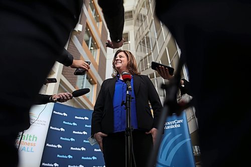 29032023
Manitoba Premier Heather Stefanson speaks to reporters after an announcement at the Brandon Regional Health Centre on Wednesday. 
(Tim Smith/The Brandon Sun)
