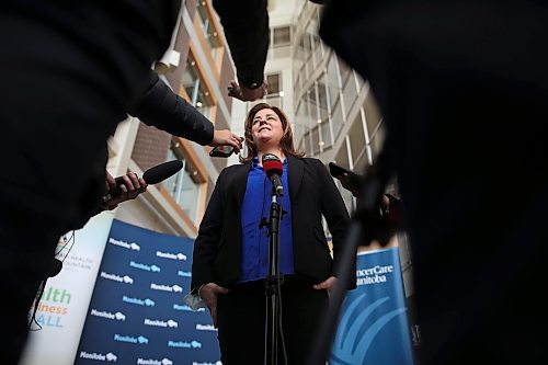 29032023
Manitoba Premier Heather Stefanson speaks to reporters after an announcement at the Brandon Regional Health Centre on Wednesday. 
(Tim Smith/The Brandon Sun)
