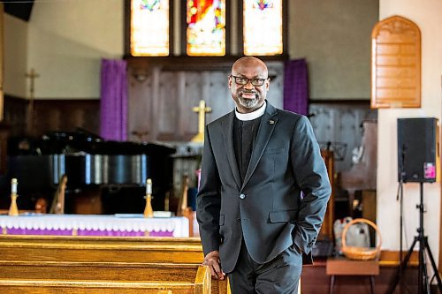 MIKAELA MACKENZIE / WINNIPEG FREE PRESS

Reverend Wilson Akinwale, chair of the Black Anglicans of Canada Dismantling Anti-Black Racism Committee in the Diocese of Rupert's Land, poses for a photo in his parish, St Thomas Anglican Church, in Winnipeg on Wednesday, March 29, 2023. For John Longhurst story.

Winnipeg Free Press 2023.