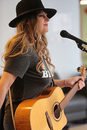 Local musician Anastasia Jane Gibson performs a series of cover songs and original tracks at Brandon University's Knowles-Douglas Student Union Centre during the International Transgender Day of Visibility. Gibson, who also works as a clinical psychologist, publicly came out as a transgender woman two years ago. (Kyle Darbyson/The Brandon Sun)