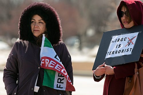 BROOK JONES / WINNIPEG FREE PRESS
Members of the Iranian community and their supports protest Iran's regime. The group of protesters gathered in front of the Canadian Museum for Human Rights in Winnipeg, Man., Saturday, April 1, 2023. 