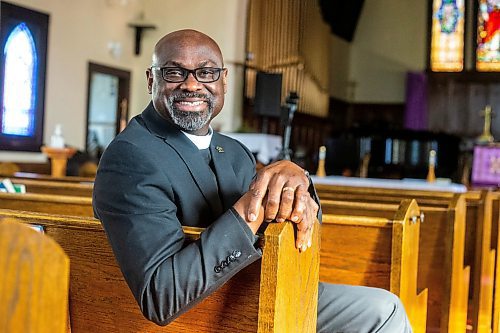 MIKAELA MACKENZIE / WINNIPEG FREE PRESS

Reverend Wilson Akinwale, chair of the Black Anglicans of Canada Dismantling Anti-Black Racism Committee in the Diocese of Rupert's Land, poses for a photo in his parish, St Thomas Anglican Church, in Winnipeg on Wednesday, March 29, 2023. For John Longhurst story.

Winnipeg Free Press 2023.