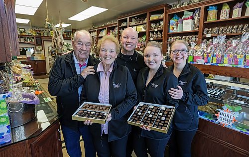 RUTH BONNEVILLE / WINNIPEG FREE PRESS
BIZ - Mordens’ of Winnipeg
Story: Business Profile. Since 1959, Mordens’ of Winnipeg has been creating award-winning chocolates and other products including nuts, peanut brittle and toasted marshmallows. After 64 years, the family-owned and operated business continues to serve a loyal Winnipeg and Manitoba customer base and since launching their ecommerce website in 2020, their products have been requested from every single province and territory.
Mordens' family photo including:
Blake and Shirley Morden (grandparents and founders), Fred Morden ( son and new owner of the business), and granddaughters, Mariel Morden-Miller (GM) and her sister Hilary Morden, who both work in the business.
Story publication date: April 4th
Reporter: Janine LeGal
March 28th, 2023