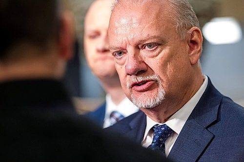 MIKAELA MACKENZIE / WINNIPEG FREE PRESS

Justice minister Kelvin Goertzen scrums at RCMP D Division headquarters in Winnipeg on Tuesday, Feb. 21, 2023. For Katie story.

Winnipeg Free Press 2023.